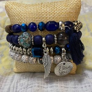 Boho blue stretchy bracelets